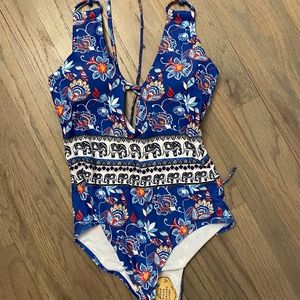 One piece deep v swim suit